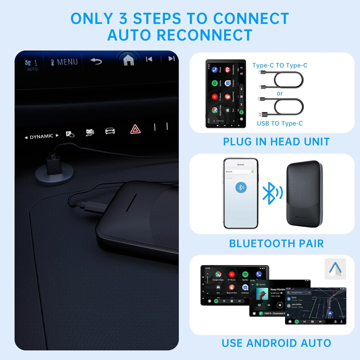 Kello K3 Wireless Android Auto Car Adapter