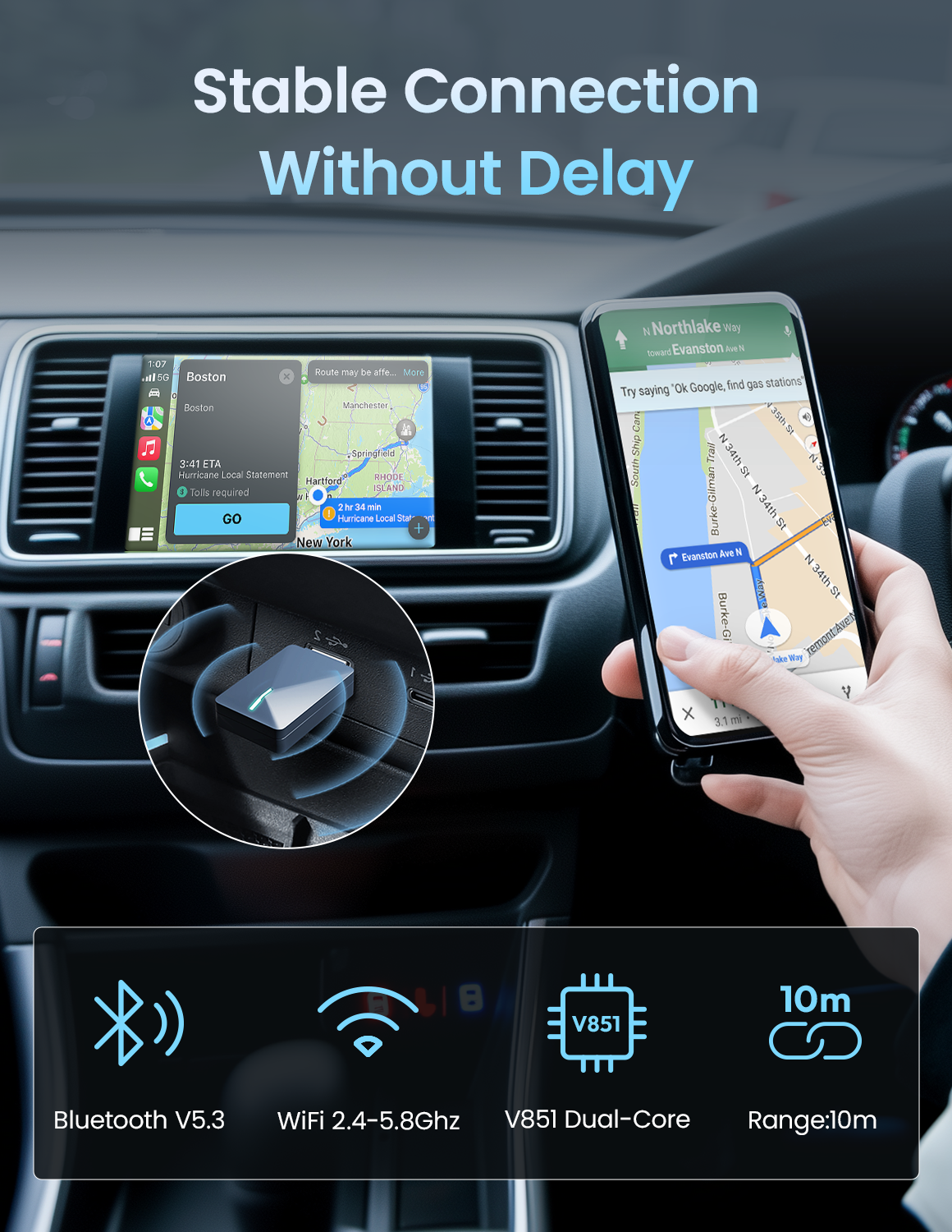 Kello Mini U3 Carplay & Android Auto Wireless Adapter